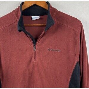 Columbia 1/4 Zip Lightweight Fleece Men’s Medium Burgundy & Black Long Sleeve